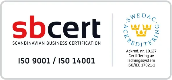 ISO 9001 och ISO 14001 certifierade